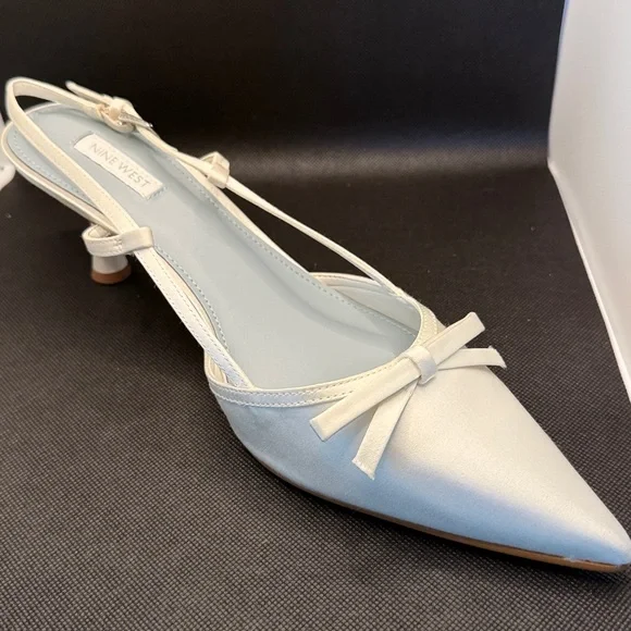 Nine West Cream Pointed-Toe Slingback Pumps with Bow - Picture 3 of 3